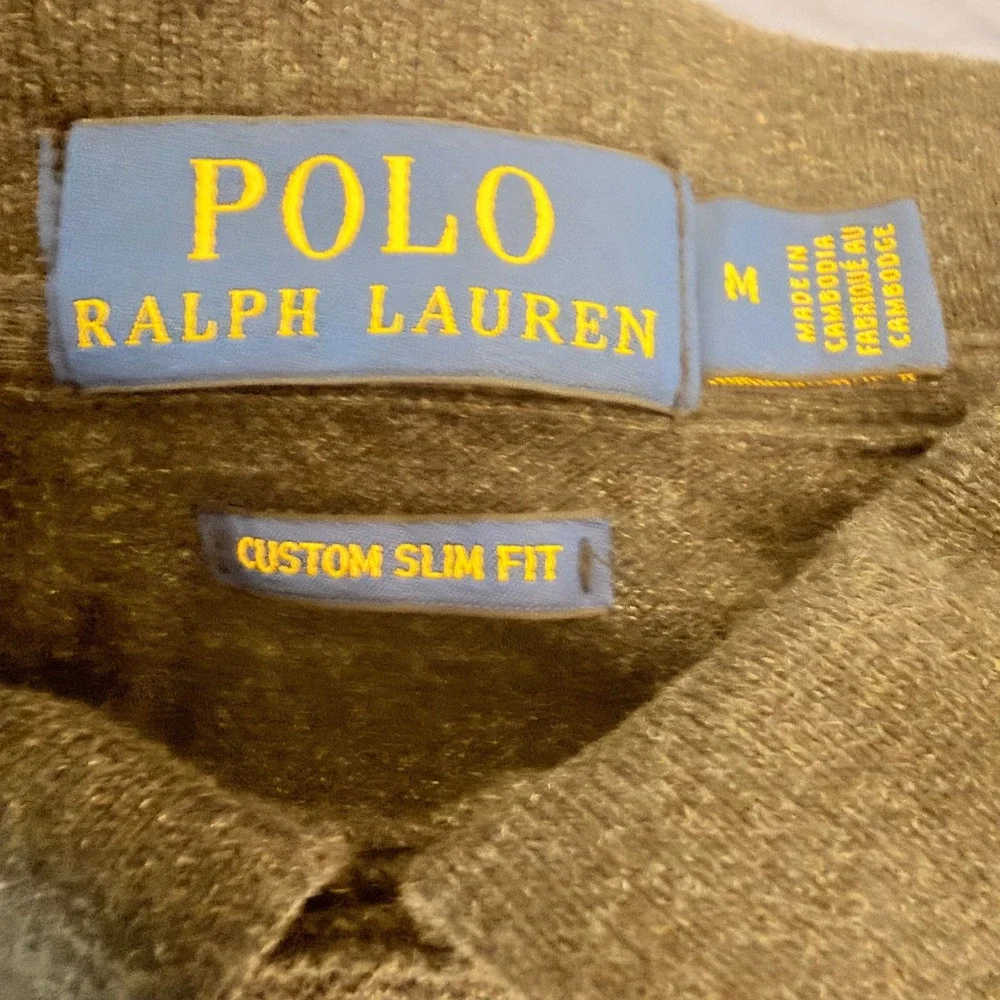 Polo Ralph Lauren Polo Shirt Men M Gray Custom Slim Fit Cotton Classic Pony Golf